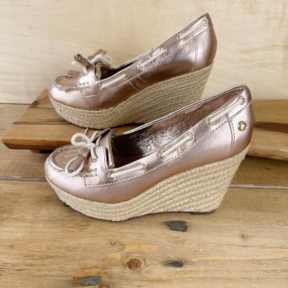 Sebago Rose Gold Rope Wedges Shoes leather 7.5 - Picture 8 of 8